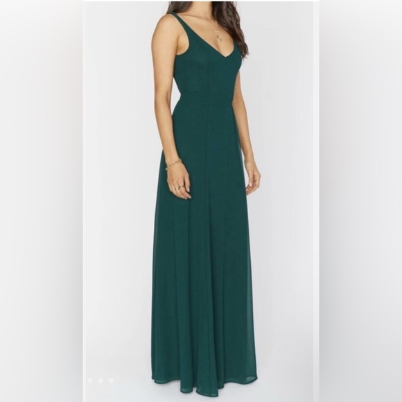 Show Me Your Mumu NWT Jenn V-Neck Maxi Dress in Emerald Chiffon- Size M - Picture 3 of 7